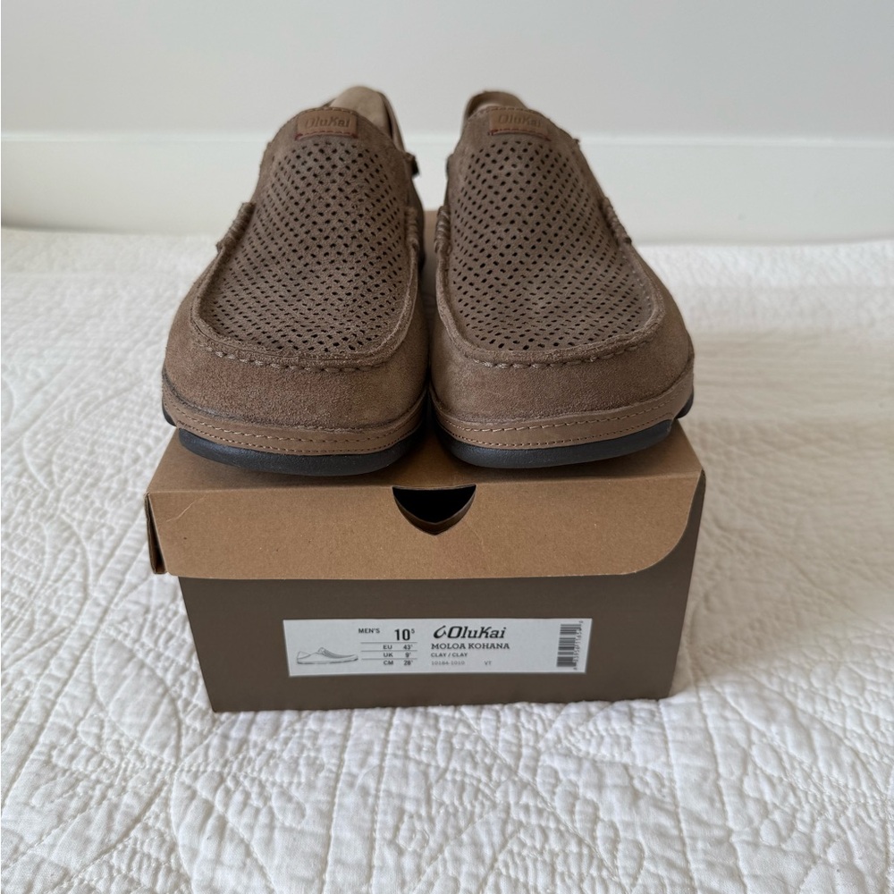 OluKai Men's Tan Slip-On Loafers